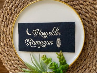 Silver Gilded Black Welcome Ramadan Napkin (16 pcs)