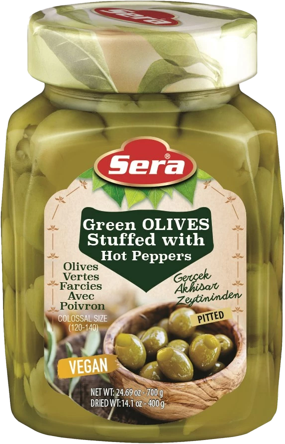 Sera Green Olives with Hot Peppers (700 gr) - SAYZ400 – Hamle Market Sera Green Olives with Hot Peppers (700 gr) - SAYZ400 – Hamle Market