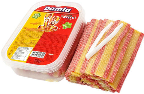 Tayaş Damla Sour Belts Candy with Banana and Strawberry (300 gr)