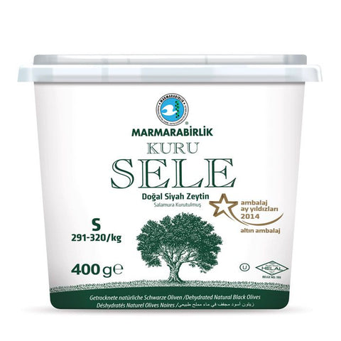 Marmarabirlik Gemlik Sele Kurutulmuş Siyah Zeytin, Mega Boy (400 gr 14.1oz)