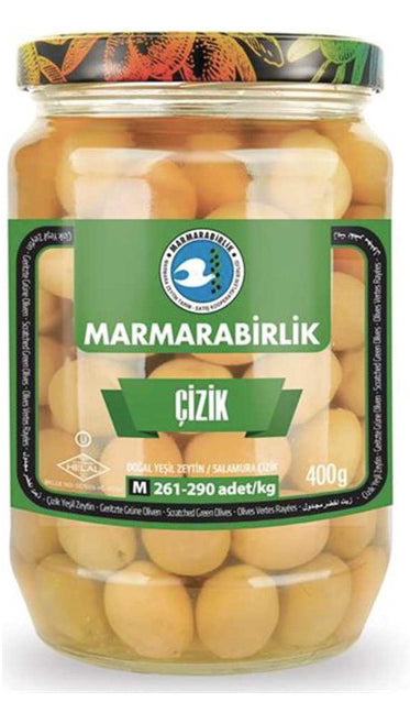 Marmarabirlik Green Olives Scratched Size M (400 gr 14.1oz)
