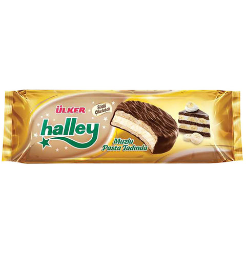 Ülker Halley Banana Cake Flavored Sandwich Biscuits (210 gr)