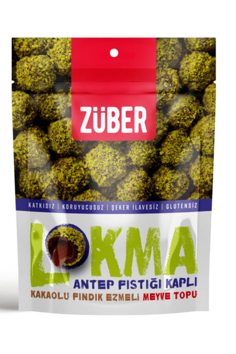 Züber Lokma Antep Fıstıklı Kakaolu Fındık Ezmeli Meyve Topu