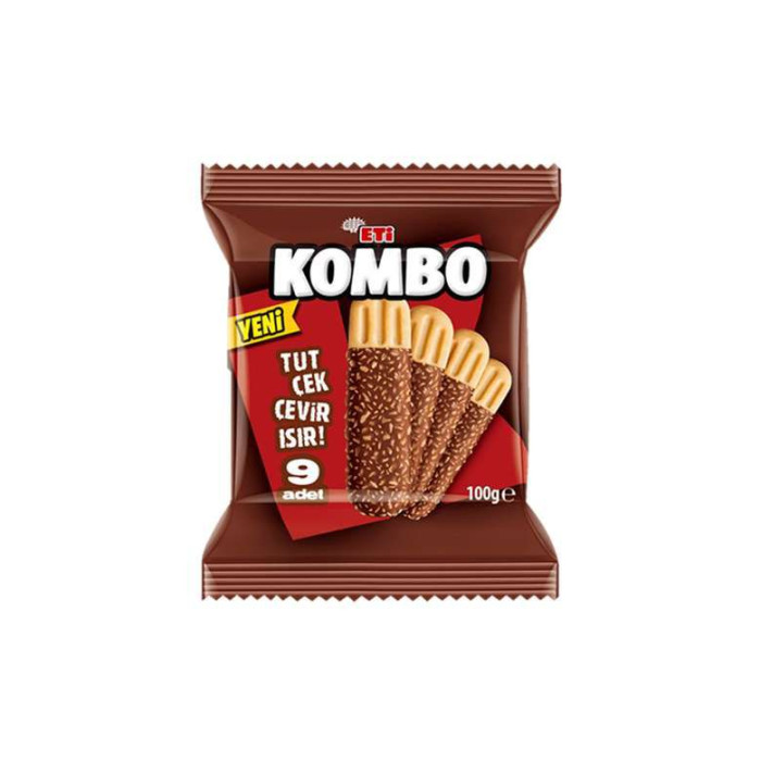 Eti Kombo Biscuit Covered Chocolate Cream (100 gr 3.5oz)
