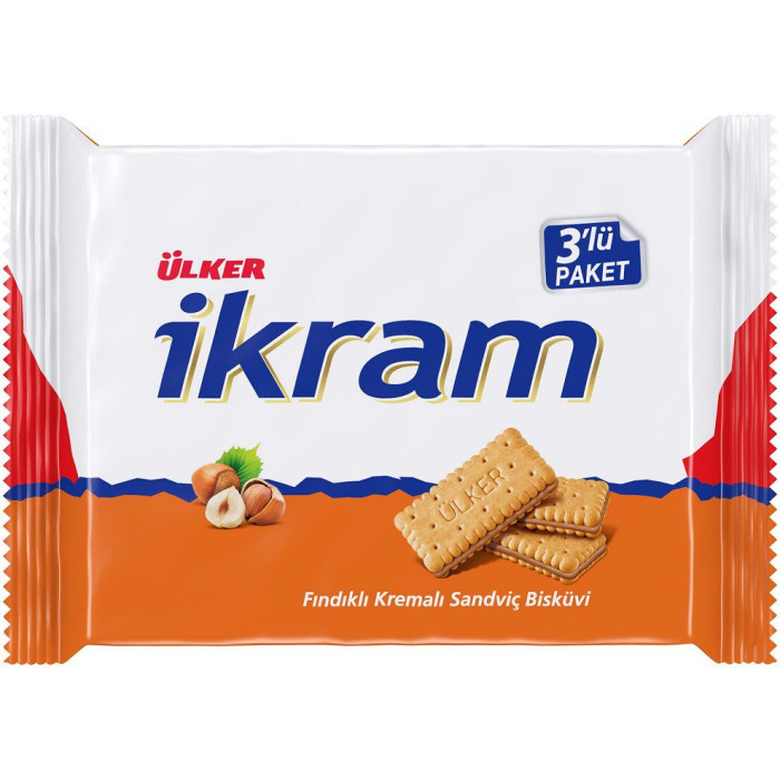 Ulker Ikram Sandwich Biscuits with Hazelnut Cream (3 pcs)