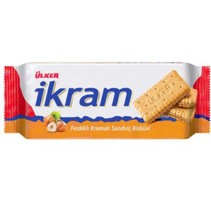 Ulker İkram Sandwich Biscuits with Hazelnut Cream (84 gr 3oz)