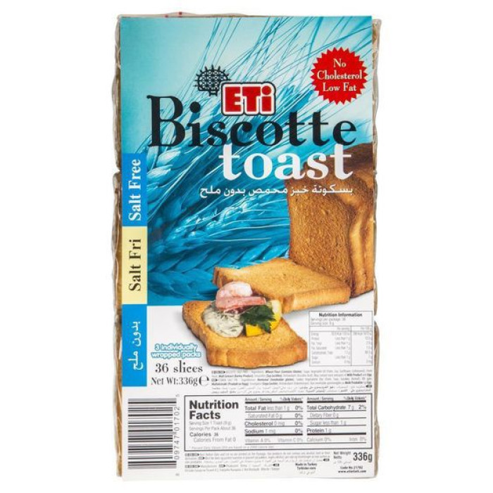 Eti Biscotte No Salt Toast Bread (336gr)