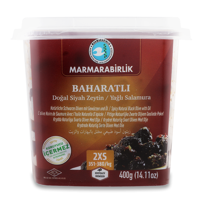 Marmarabirlik Gemlik Black Olives 2XS Spiced (400 gr)