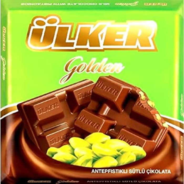 Ulker Golden Bitter Sweet w Pistachio Chocolate Bars (65 gr 2.3oz)