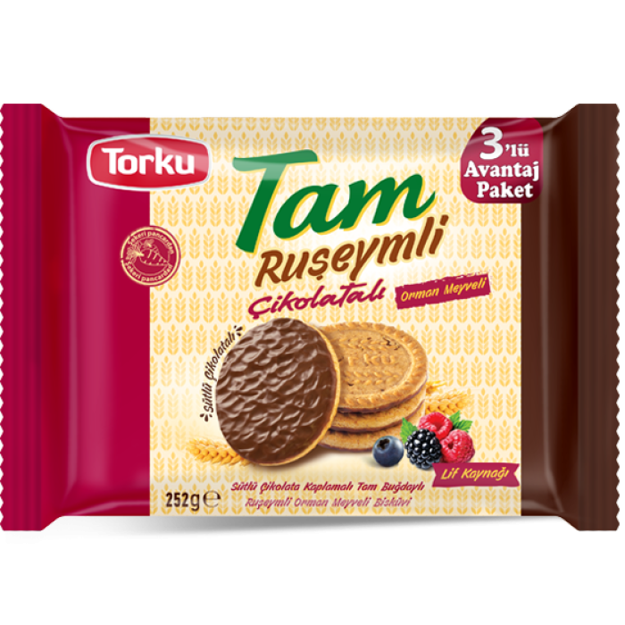 Torku Tam Ruşeymli Biscuits with Chocolate and Forest Fruit 3 pcs (252 gr)