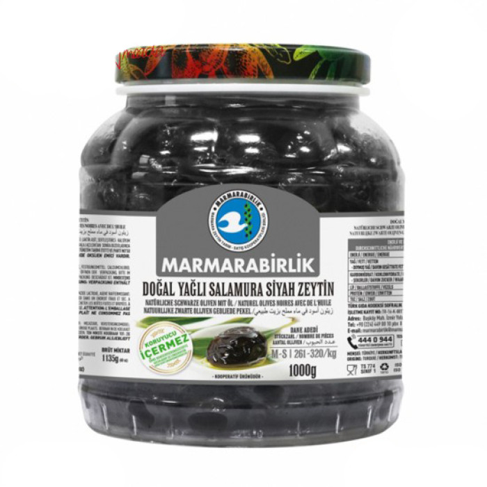 Marmarabirlik Doğal Salamura Siyah Zeytin (1000 gr)