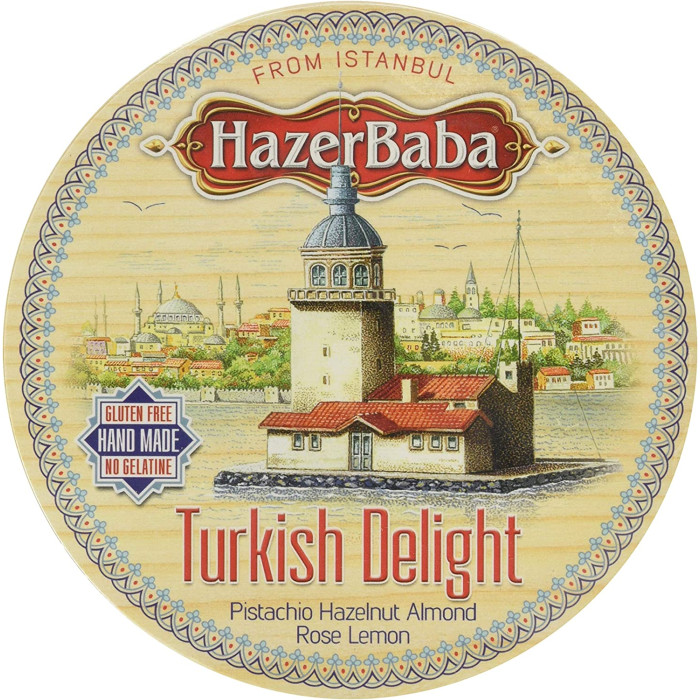Hazerbaba Assorted Turkish Delight in Wooden Drum (227 gr 8oz)