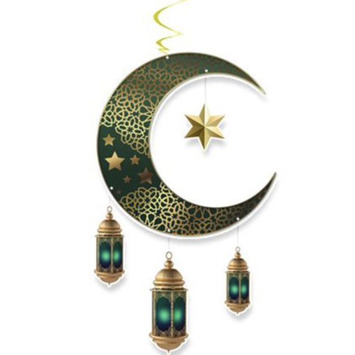 Moon Star Oil Lamp Ramadan Vine Ornament Green (90x30 cm)