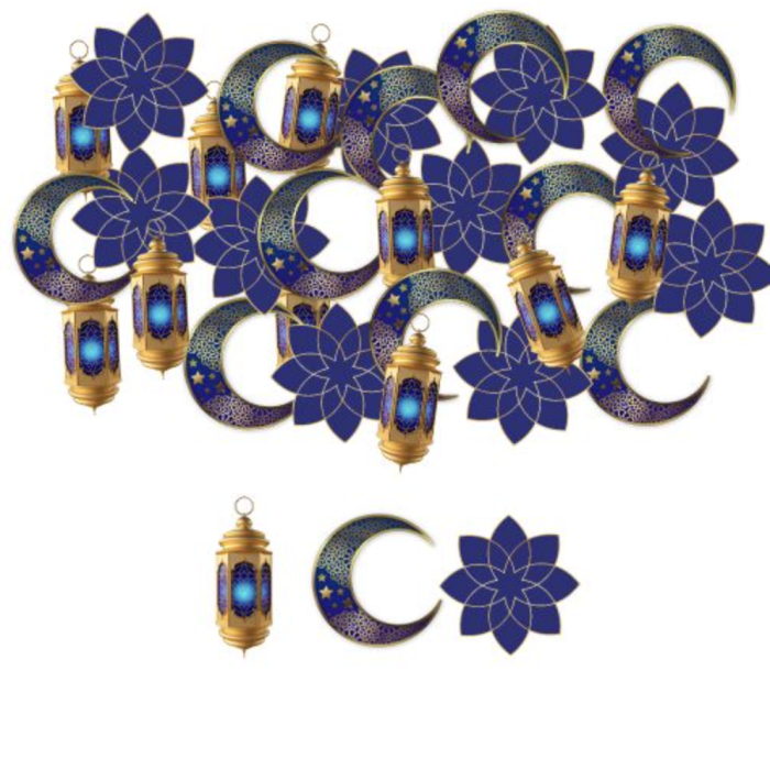 Ramadan Moon Star Oil Lamp Table Confetti Blue (30 Pieces)