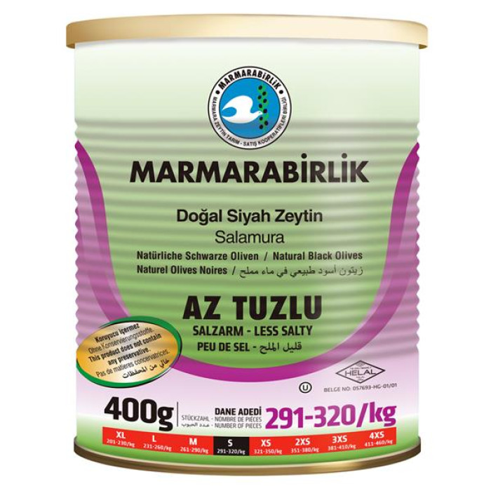 Marmarabirlik Black Olives Less Salty (400 gr)
