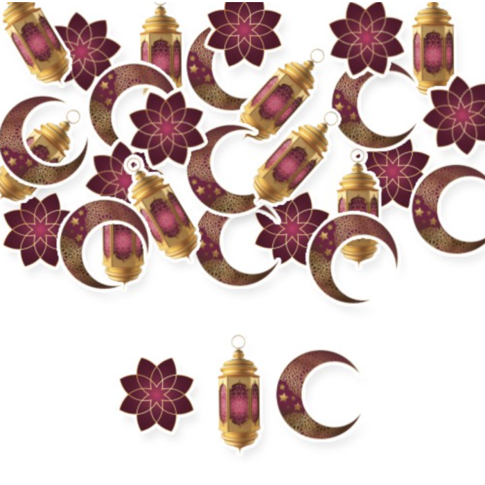 Ramadan Moon Star Oil Lamp Table Confetti Burgundy (30 Pieces)