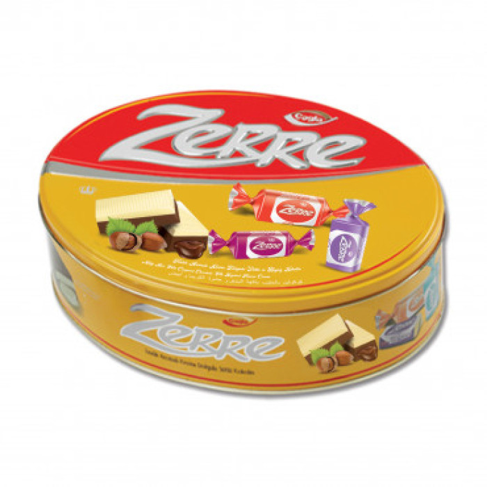 Alyan Zerre Milk and White Compound Chocolate Filled With Hazelnut Flavour Cream in Tin (550 gr)