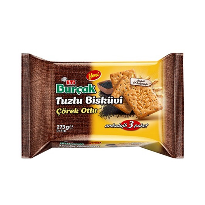 Eti Burcak Salty Digestive Biscuits with Black Cumin 3 pcs (273 gr 9.6oz)