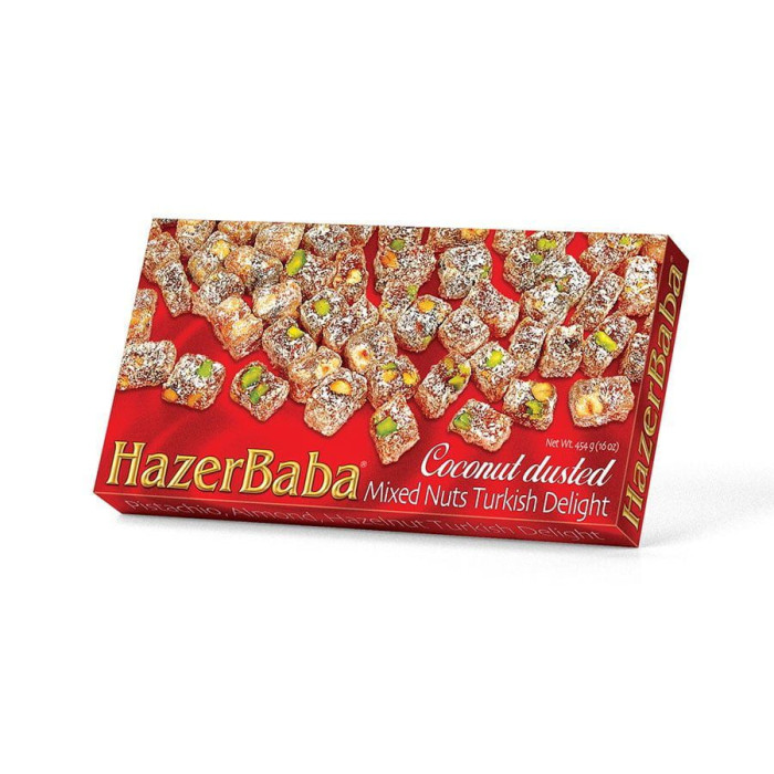 Hazerbaba Coconut Dusted Mixed Nuts Turkish Delight (454 gr)