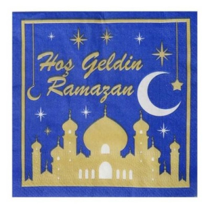 Welcome Ramadan Blue Gold Napkin