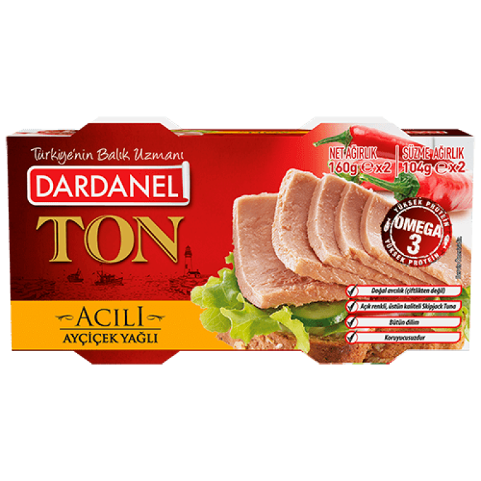Dardanel Ton Tuna Fish in Sunflower Oil with Spicy Hot  2-Pack