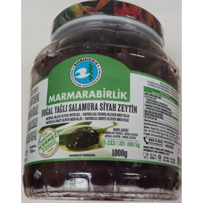 Marmarabirlik Natural Black Olives with Oil (1000 gr)