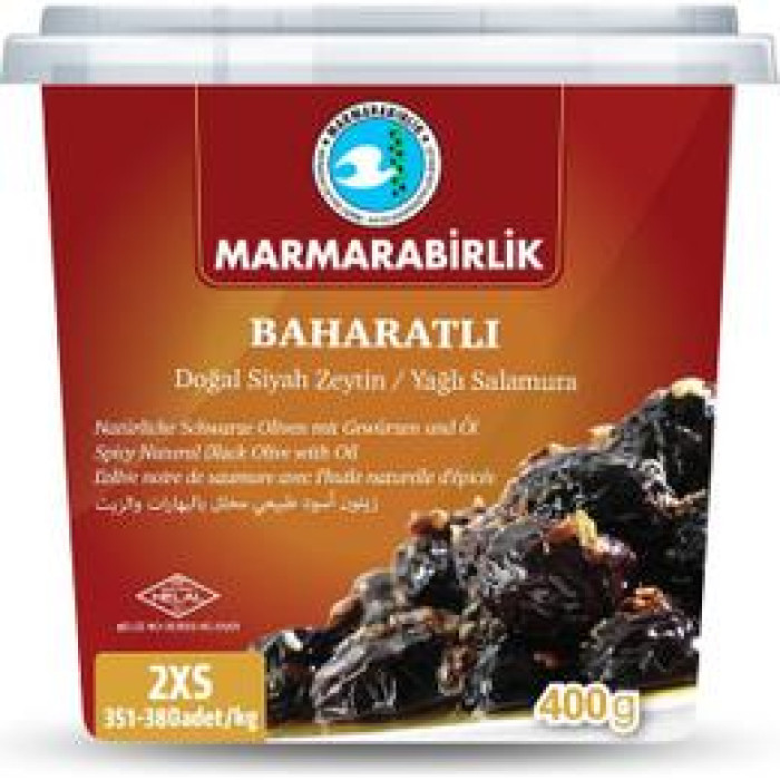 Marmarabirlik Gemlik Black Olives, Size 2XS - Spicy (400 gr 14.1oz)