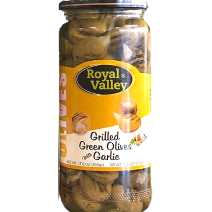Royal Valley Grilled Green Olives with Garlic (400 gr 14.1oz)