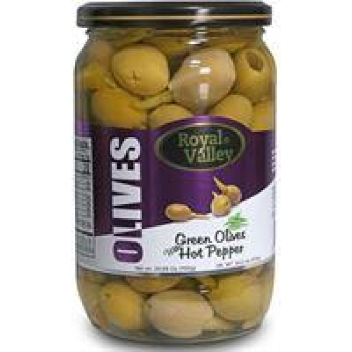 Royal Valley Green Olives with Hot Pepper (400 gr 14.1oz)